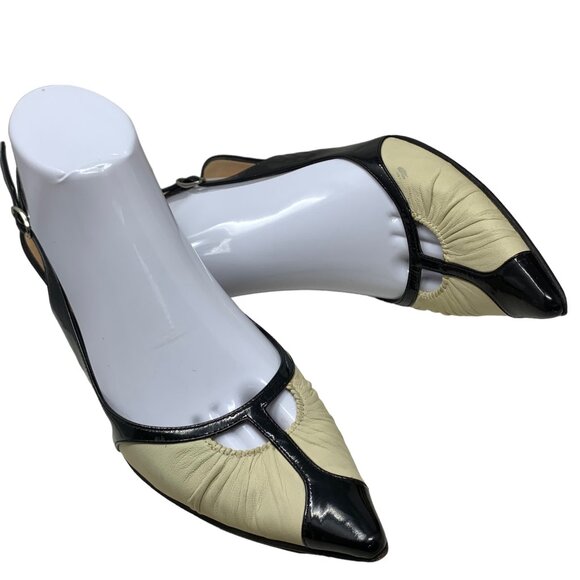 Casadei‎ Two Toned Italian Leather Pointy Slingback Kitten Heels - Picture 13 of 13